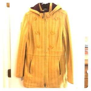 Athleta mustard yellow fleece & knit coat